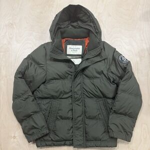 Abercrombie & Fitch Kempshall Down Hooded Jacket Mens Large Army Green Gorpcore